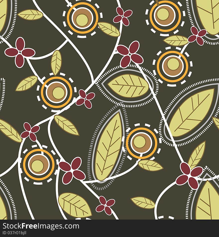 Abstract seamless texture in brown colors with berry anf flowers. Abstract seamless texture in brown colors with berry anf flowers