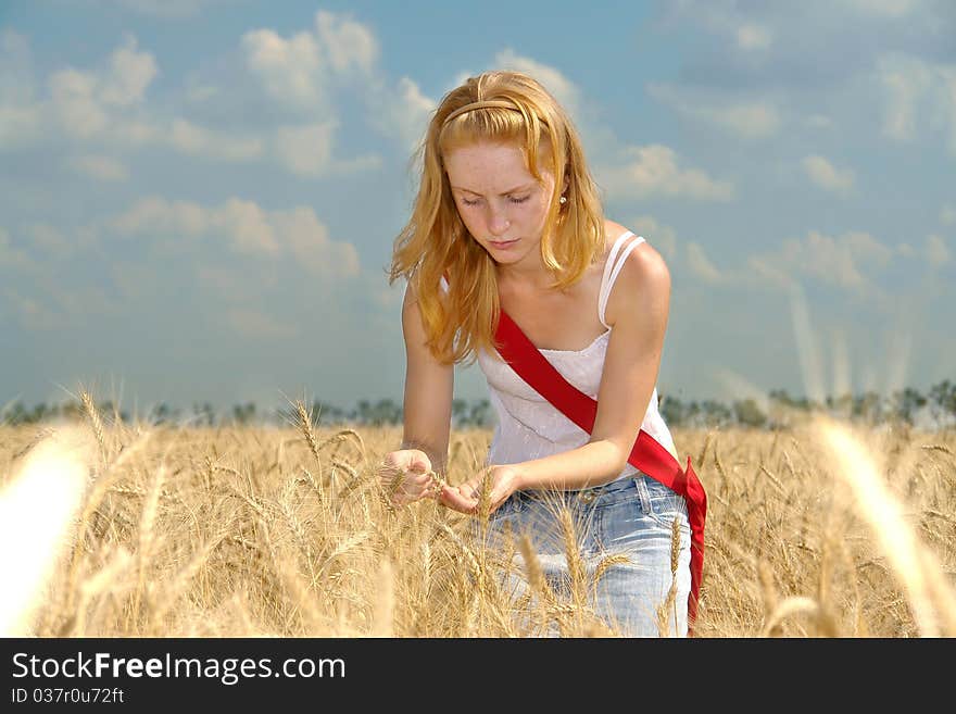 A girl working in the field