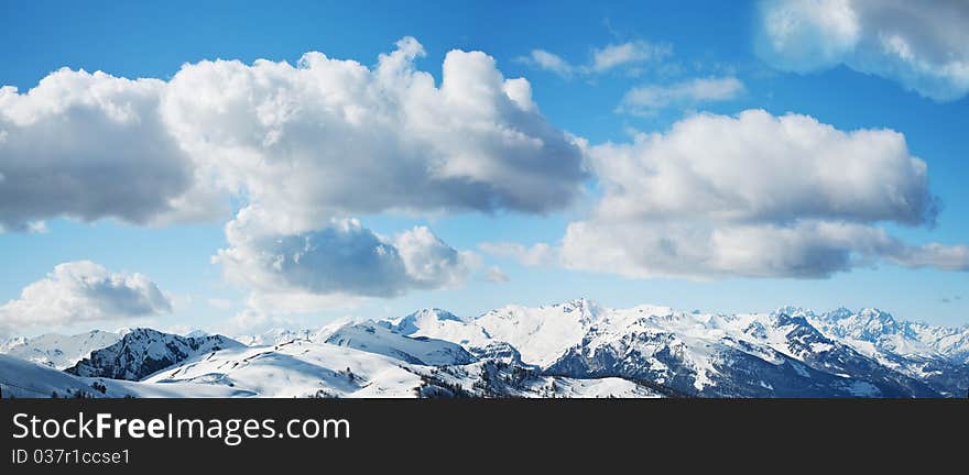 White clouds with big mountain