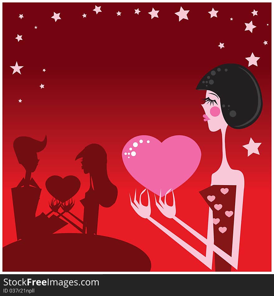 Heart love emotional exchange romance valentine illustration woman in love