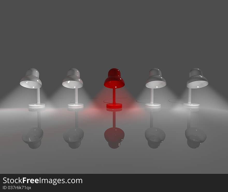 One exclusive red lapm. 3d render. One exclusive red lapm. 3d render