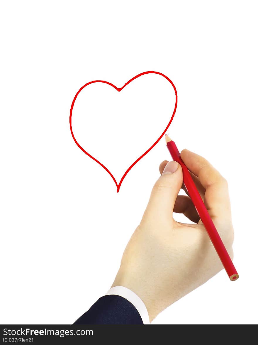 Hand drawing a red heart shape with marker. Hand drawing a red heart shape with marker