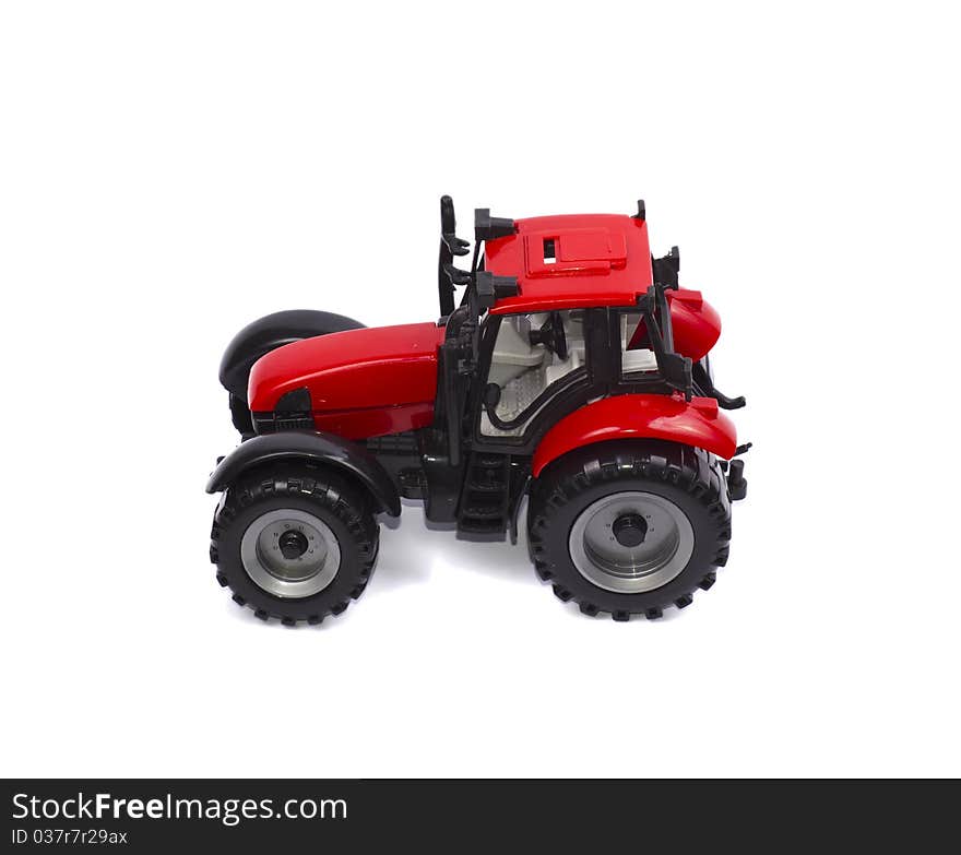 Red tractor on a white background