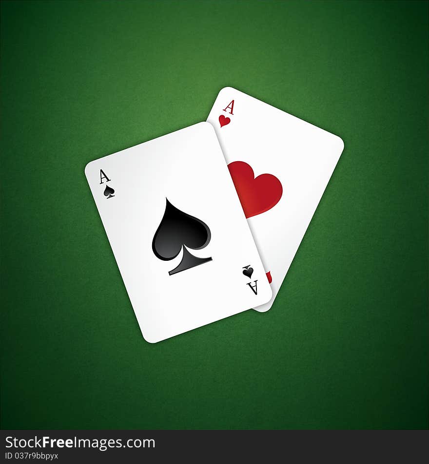 Two aces poker card on the table. Two aces poker card on the table