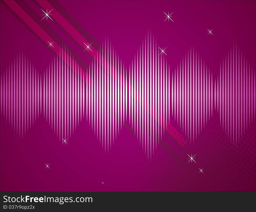 Lilac sound spectral background with sparkles and stripes