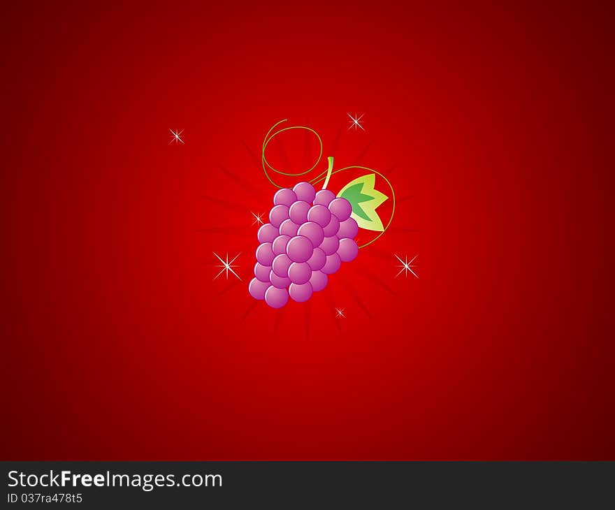 Slot machine grapes icon with red background. Slot machine grapes icon with red background