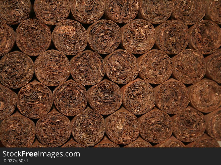 Close up of hand rolled cuban cigars