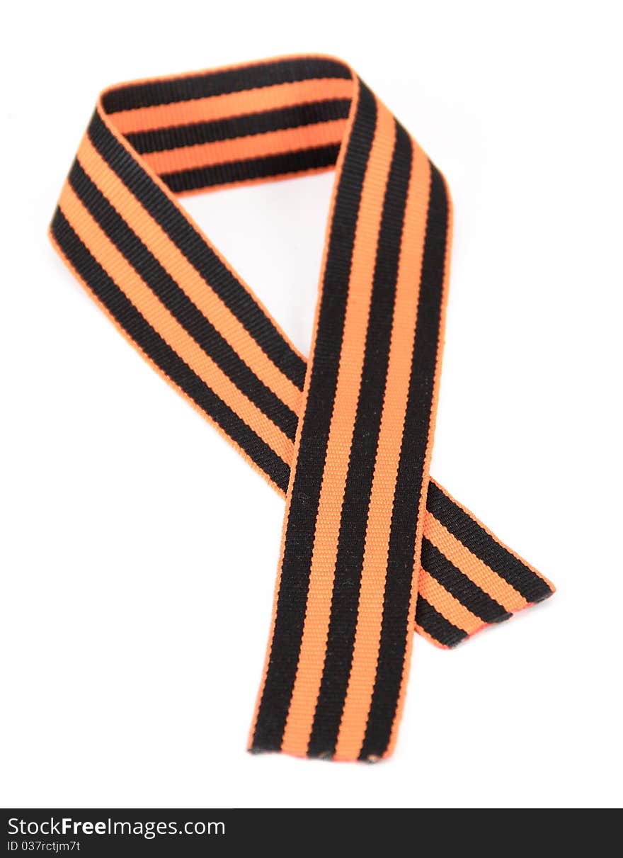 The image of a striped tape, isolated, on a white background