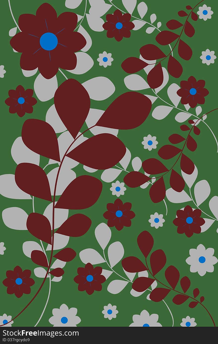 Floral background in green, brown, gray and blue. Floral background in green, brown, gray and blue