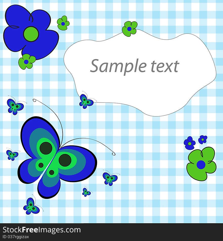 Beautiful butterfly card in blue with place for text