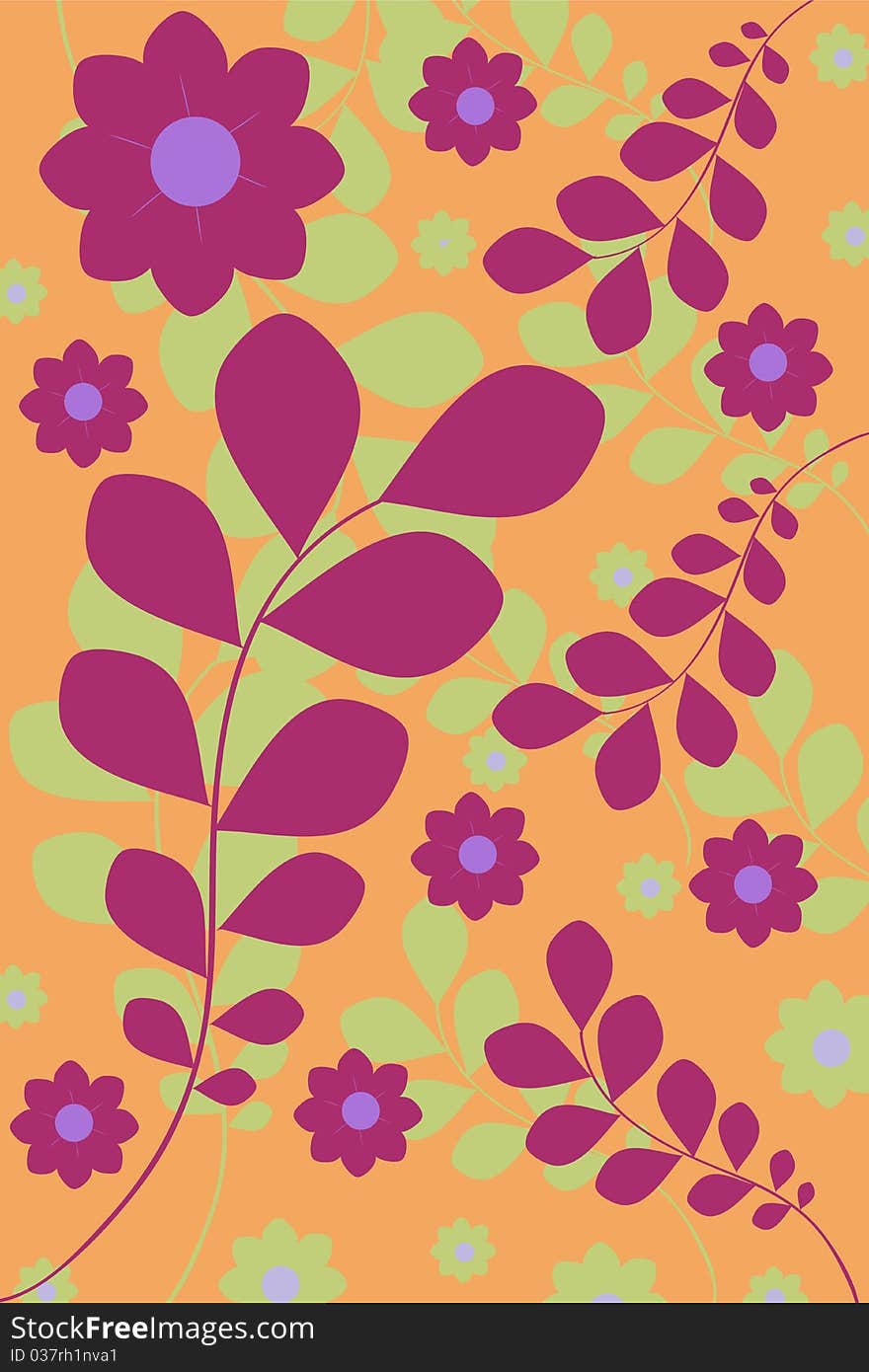 Floral background in orange and red. Floral background in orange and red