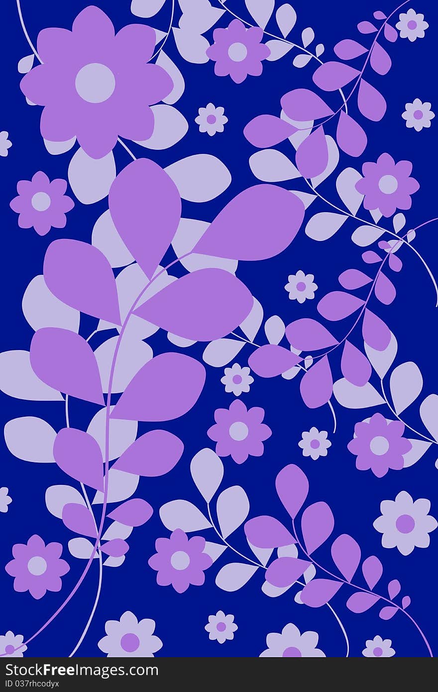 Floral background in blue, purple and gray. Floral background in blue, purple and gray