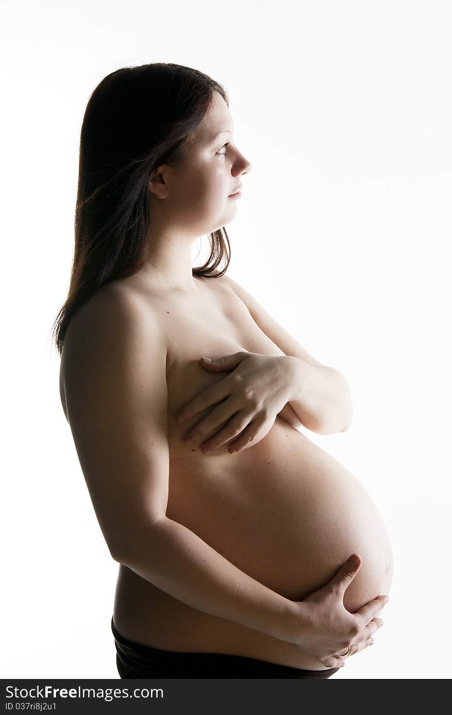 Nude pregnant woman