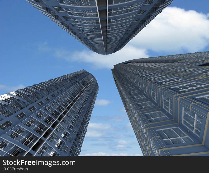 Modern building on a light background. Modern building on a light background