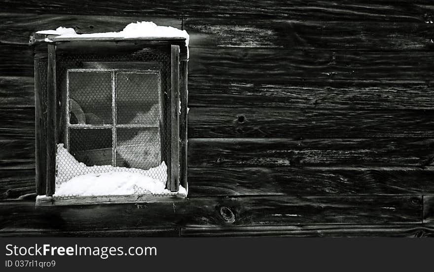 Snow-covered window