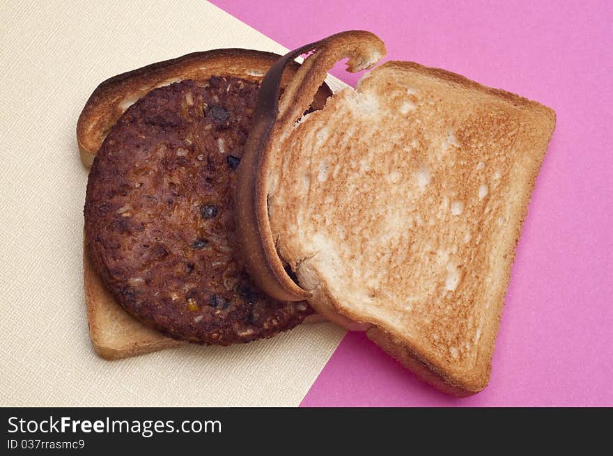 Spicy Black Bean Burger Vegetarian Vegan Sandwich.