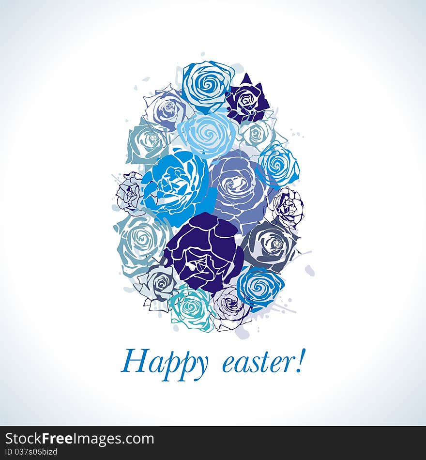 Postcard with beautiful Easter egg on blue background. Vector illustration. Postcard with beautiful Easter egg on blue background. Vector illustration.