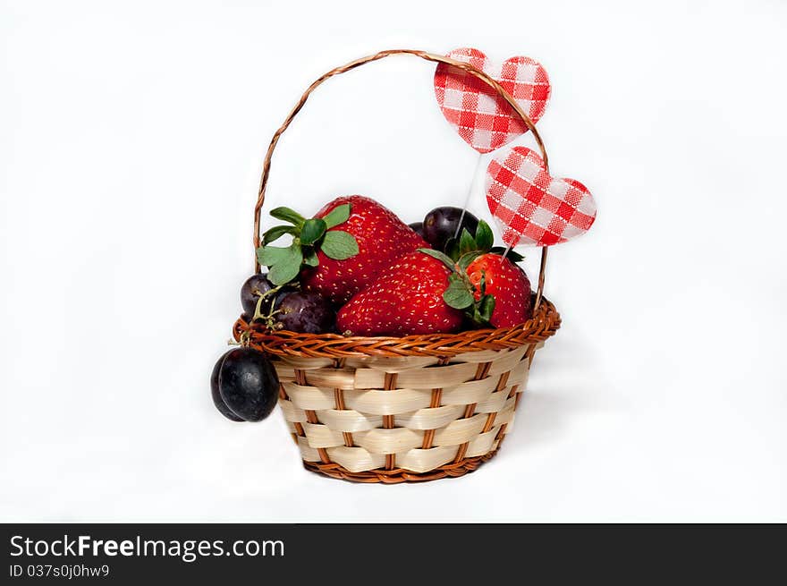 Fruit and berries in a basket