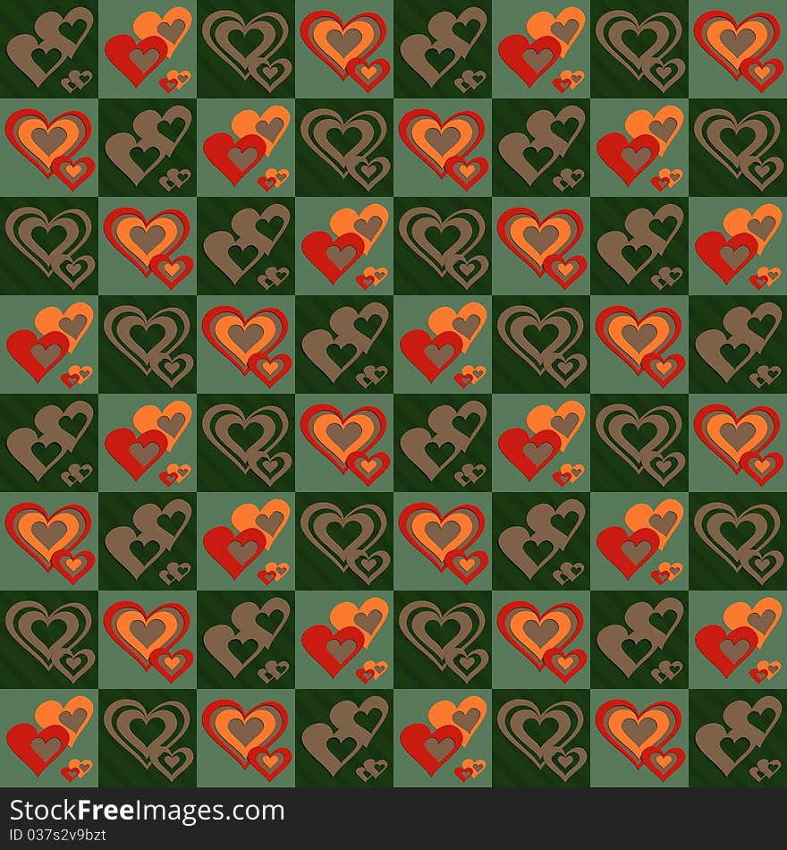 Checker pattern with hearts