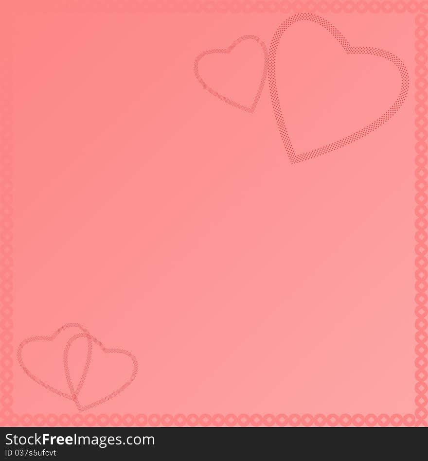 Love frame with hearts isolated on pink