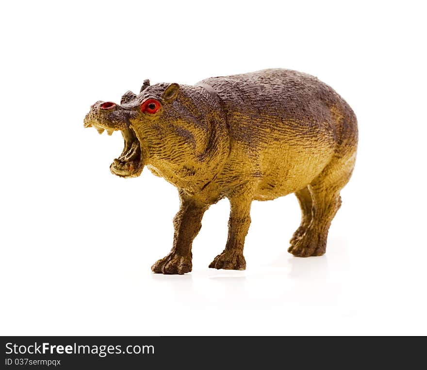 Toy hippo, isolated on a white background