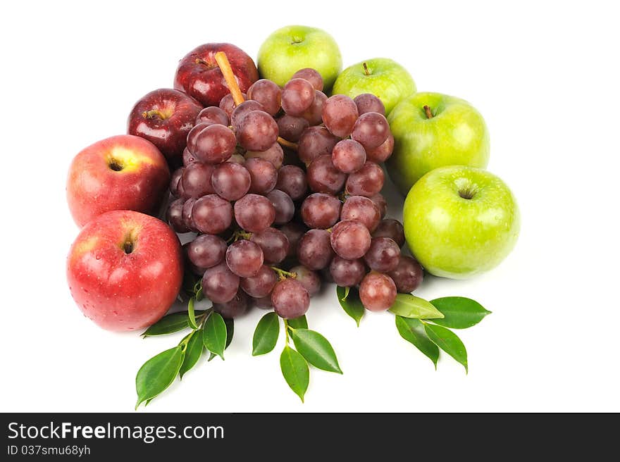 Freshness fruits on white background.