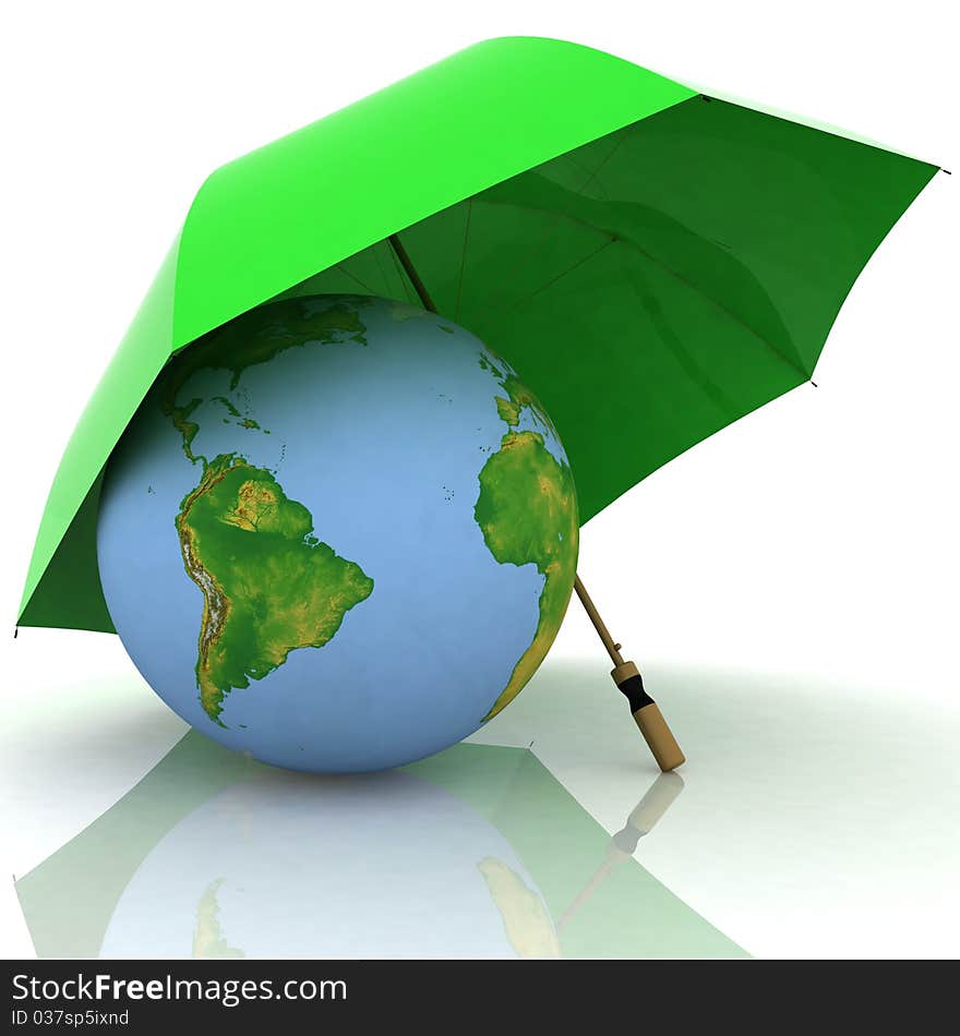 Globe under the orange umbrella. Globe under the orange umbrella