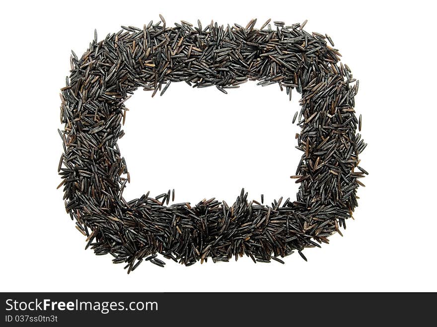 Black rice frame is isolated on the white background