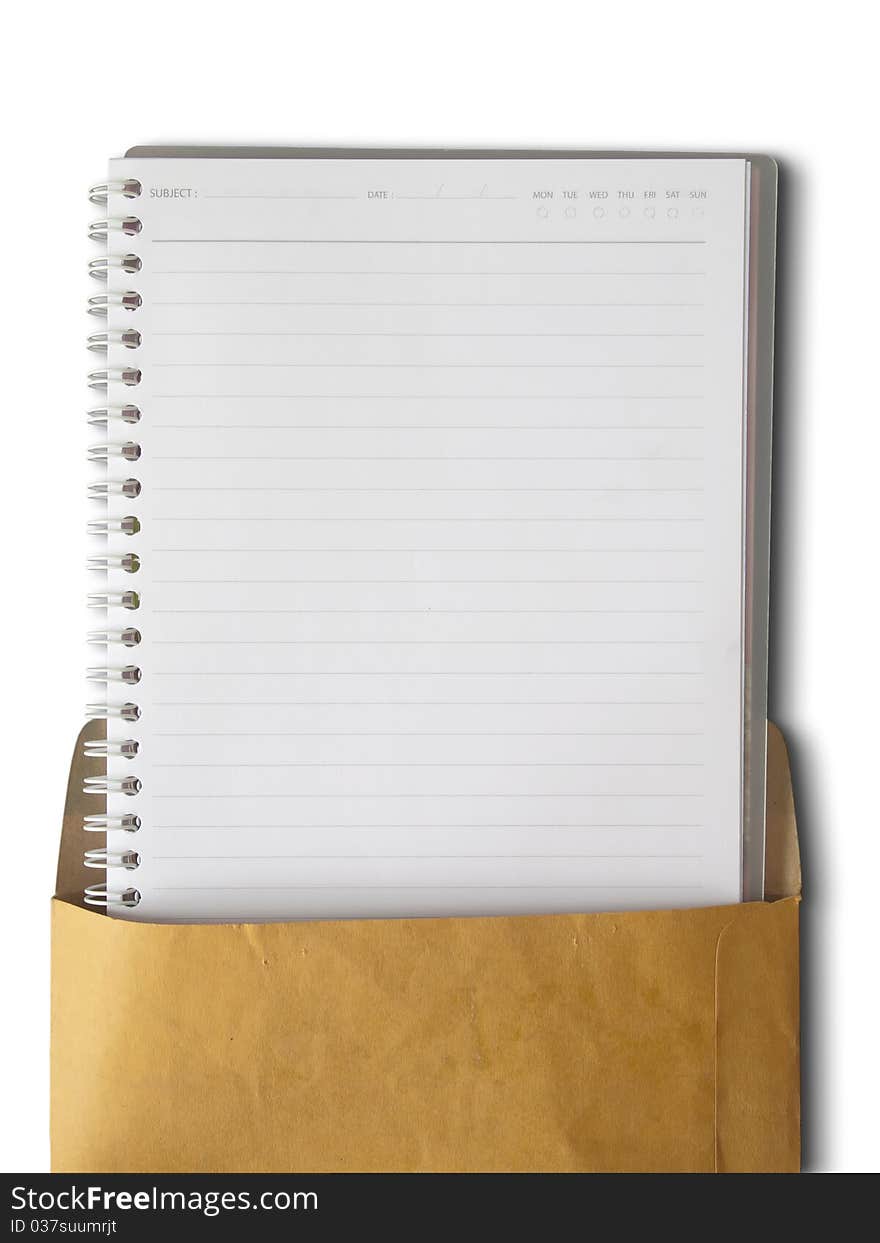 Notebook Whit Lines In A Brown Envelope