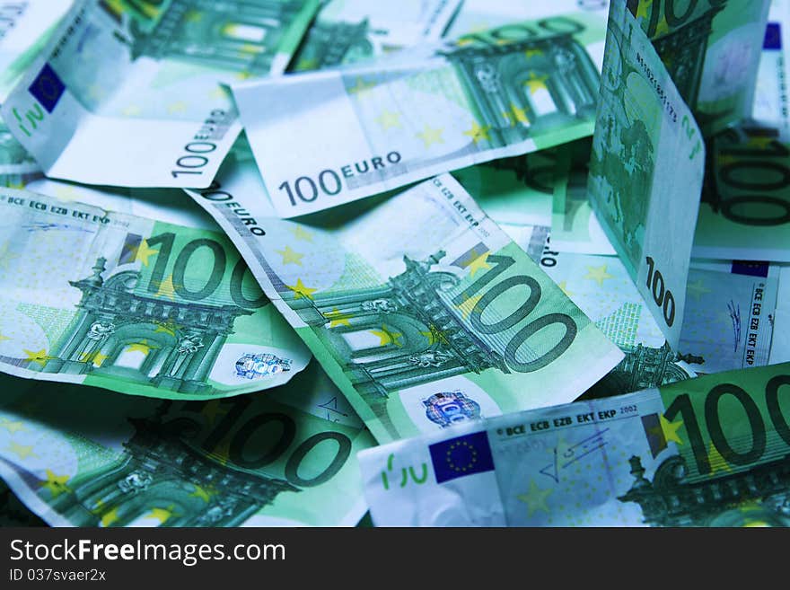 Lot of 100 euro bills. Lot of 100 euro bills