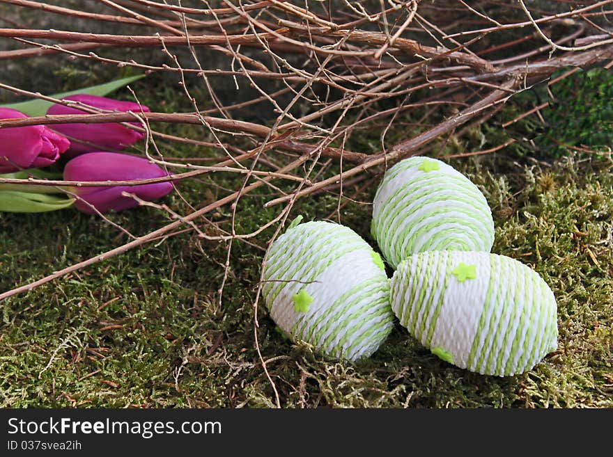 Easter eggs hidden in the garden