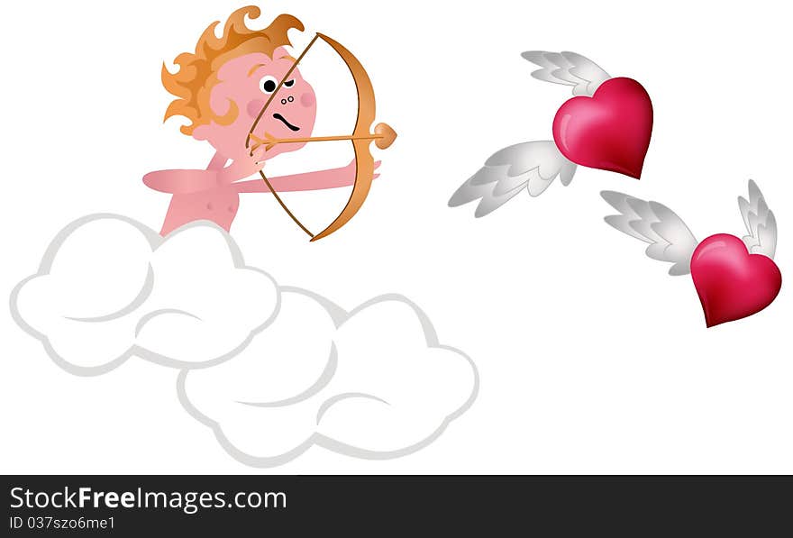 Cupid Shooting Hearts