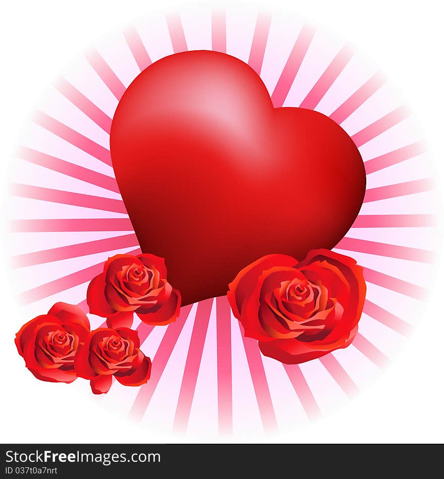 Heart icon with Roses isolated on white background. Heart icon with Roses isolated on white background