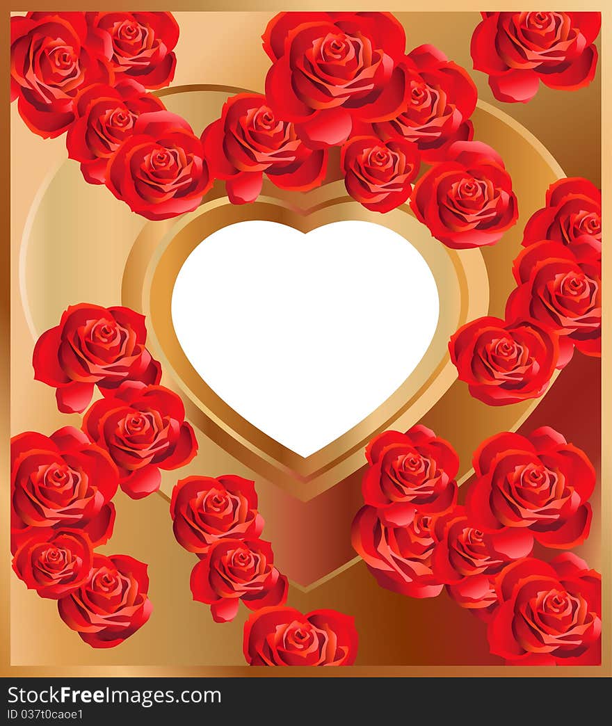 Background With Heart And Roses