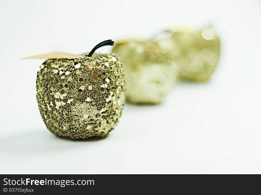 Golden apples isolated