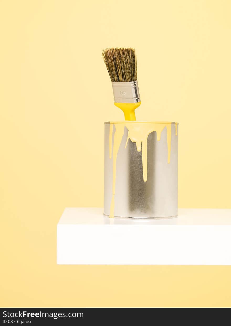 Yellow Paintcan and brush