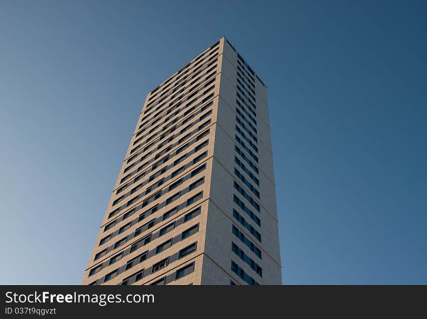 High skyscraper with blue sky