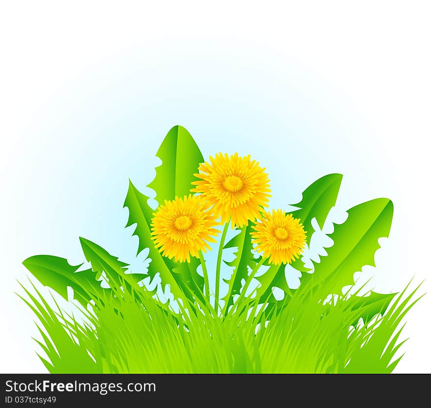 The illustration contains the image of spring landscape. The illustration contains the image of spring landscape