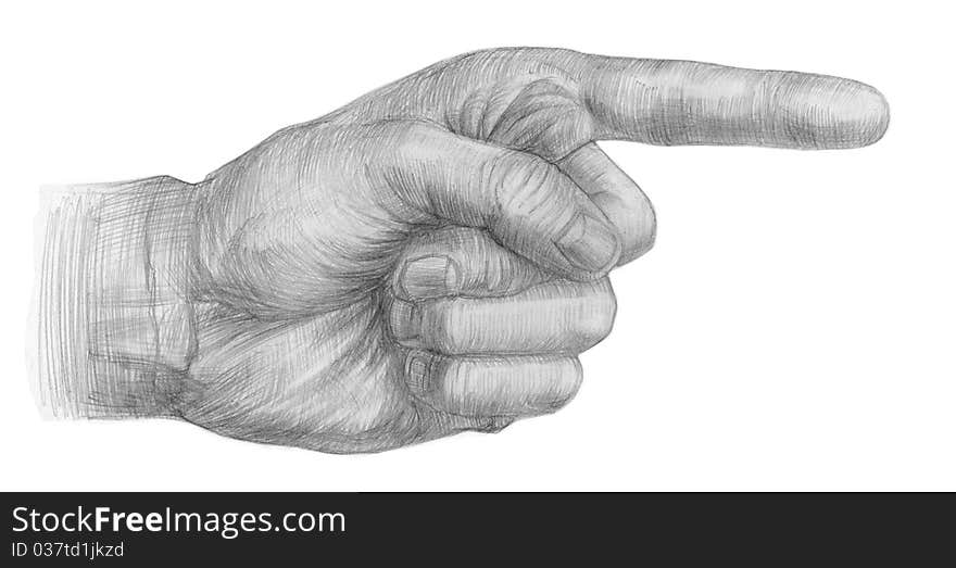 Illustration Of A Pencil Pointing Hands