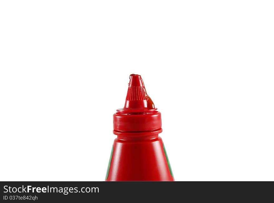 Close up of tomato sauce (ketchup) isolated on white