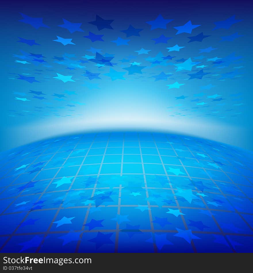 Abstract illustration with stars on a blue background. Abstract illustration with stars on a blue background