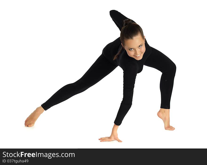 Gymnastic posing on white