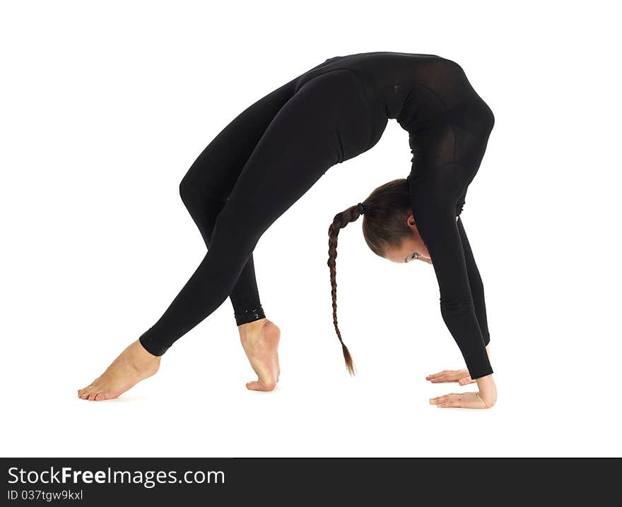 Gymnastic posing on white