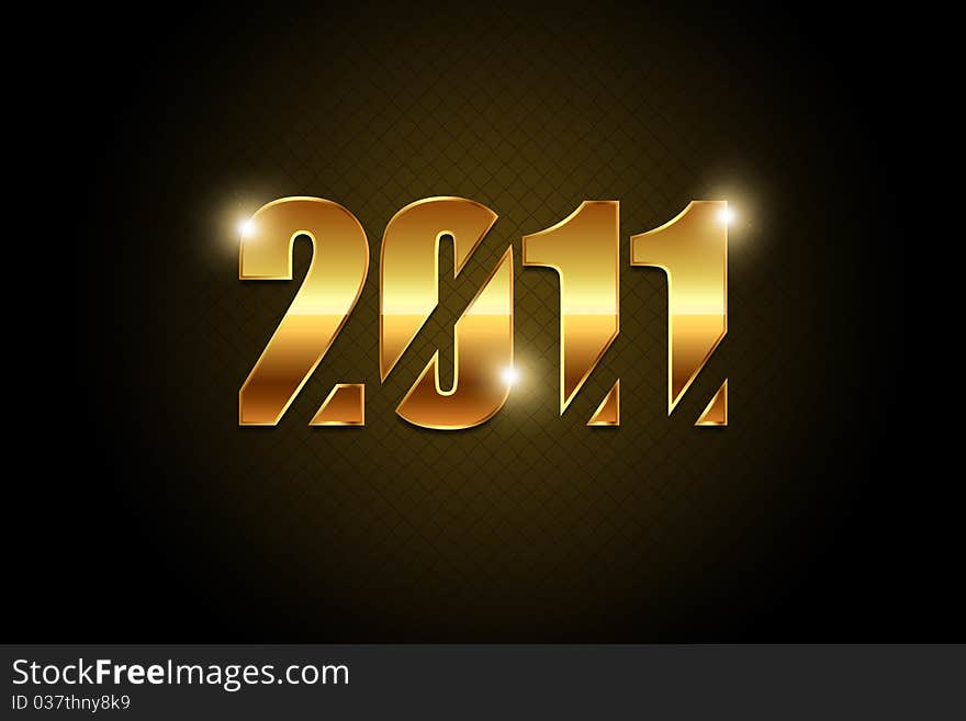 A 2D text on year 2011 with a golden color. A 2D text on year 2011 with a golden color.