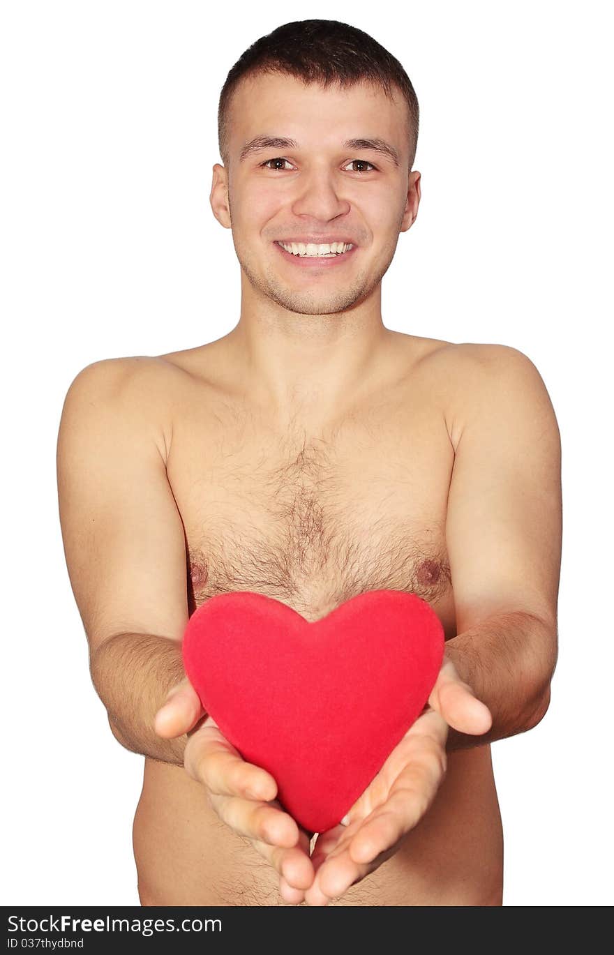 Man holds  heart