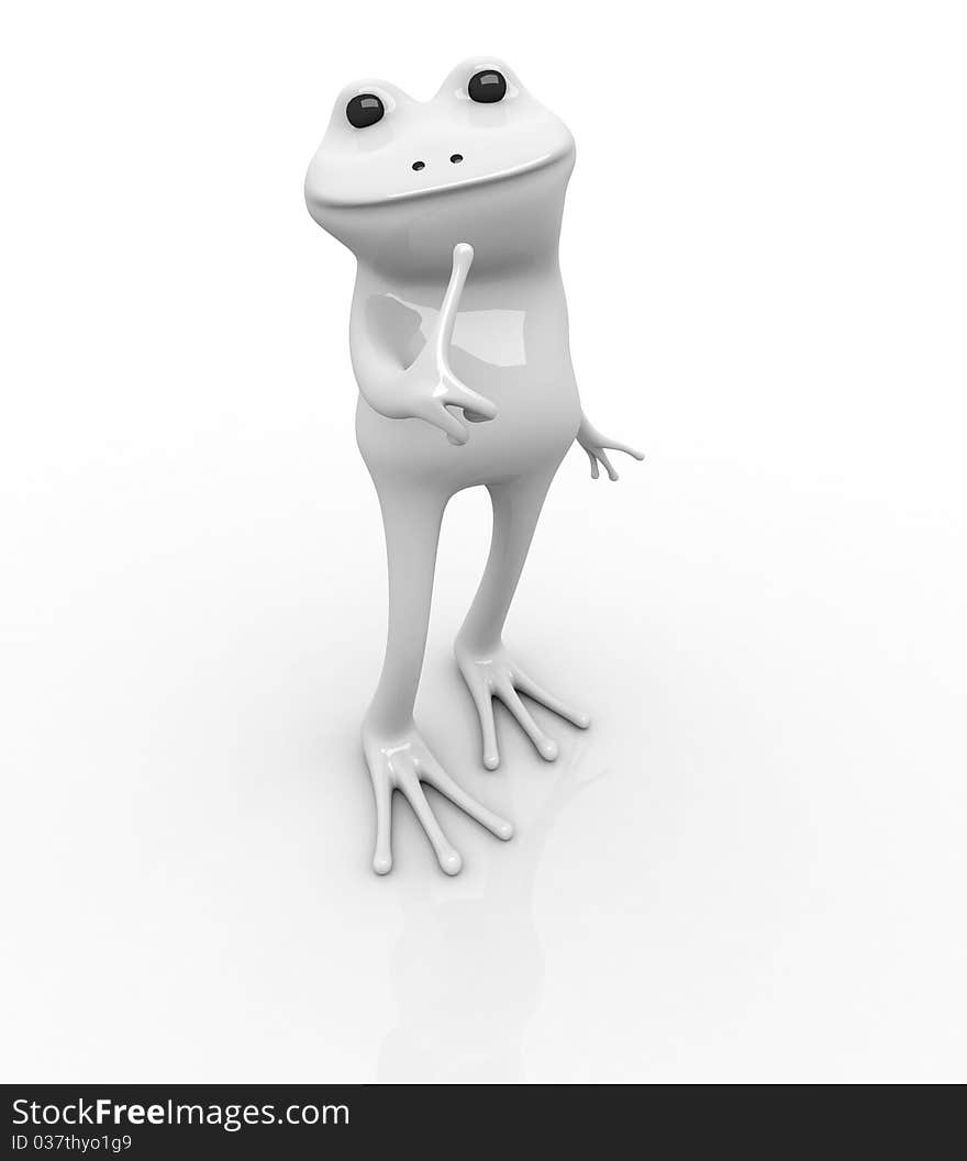 Rendering 3D frog showing Ok! including clipping path. Rendering 3D frog showing Ok! including clipping path