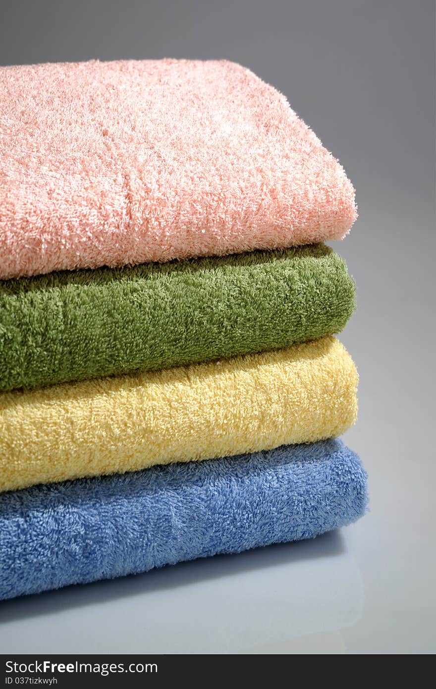 Series of sponge colored towels. Series of sponge colored towels