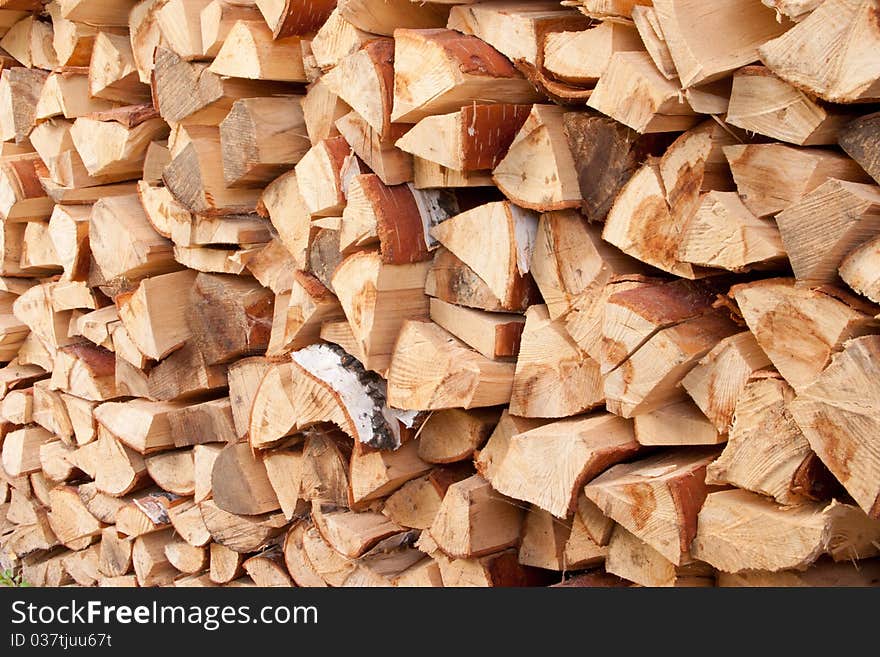 A stack of birch wood