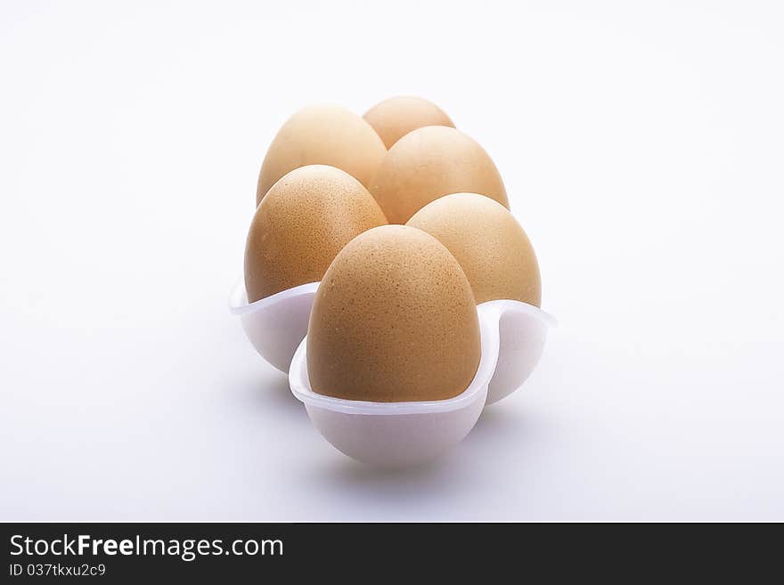 Line of six eggs