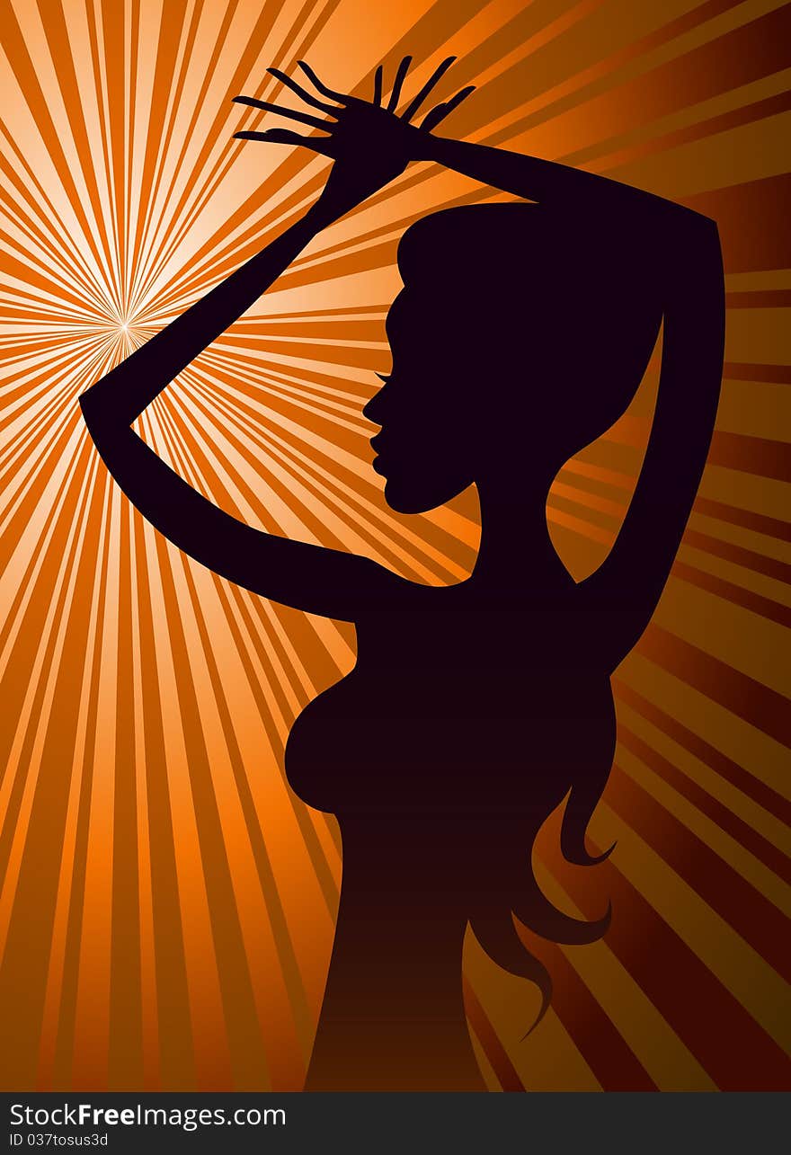 Beauty woman silhouette vector background